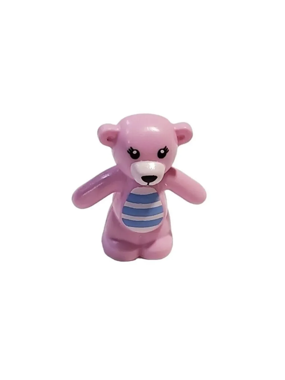 Lego Pink Teddy Bear mini figure blue white striped belly